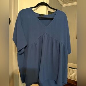 Mittoshop Deep Blue V-Neck Blouse